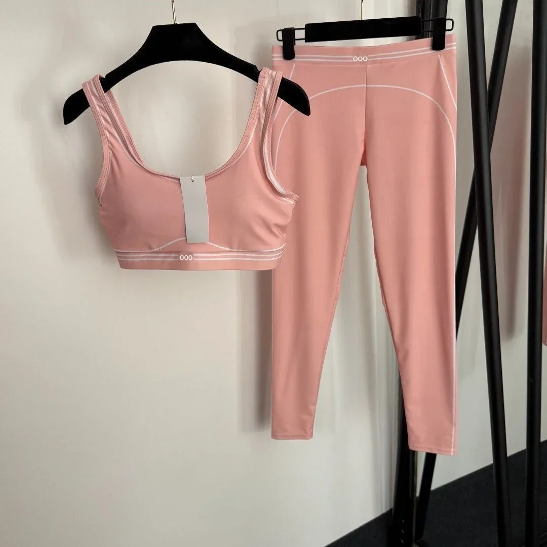 Yoga Fitness Stretching - ชุดออกกำลังกายสองชิ้น เสื้อกล้ามและกางเกงขายาว ระบายอากาศได้ดี ยืดหยุ่น สวมใส่สบาย เหมาะสำหรับวิ่ง