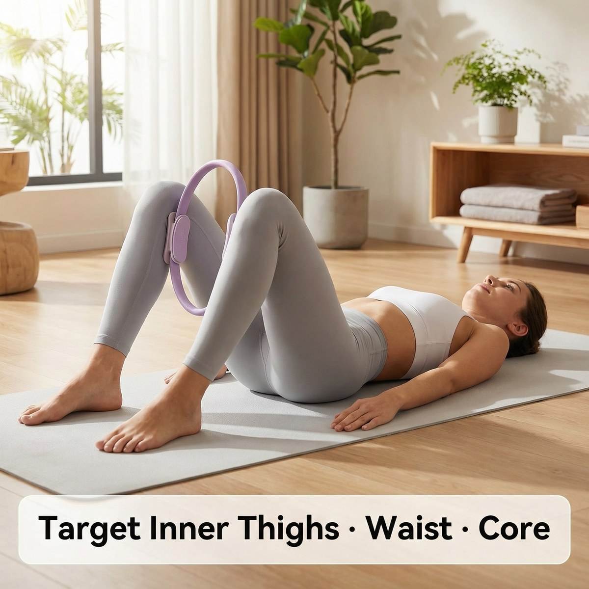Yoga Fitness Trainer - วงแหวนพิลาทิสขนาด 38 ซม. วงเวียนโยคะสำหรับฝึกกล้ามเนื้อต้นขาและกระชับกล้ามเนื้ออุ้งเชิงกราน อุปกรณ์ออกกำลังกายที่บ้าน