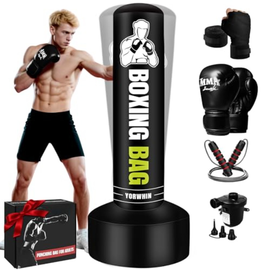 Boxing Punching Bag - กระสอบชกอิสระสําหรับผู้ใหญ่วัยรุ่น 70 ''กระเป๋ามวยหนักพร้อมขาตั้งรวมถุงมือปั๊มและเชือกกระโดดเหมาะสําหรับ Home G