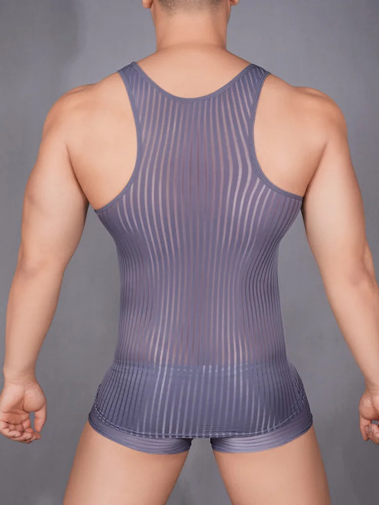 Stripe Sheer เสื้อกั๊กผู้ชายเซ - Yoga Fitness Club บทวิจารณ์และราคา