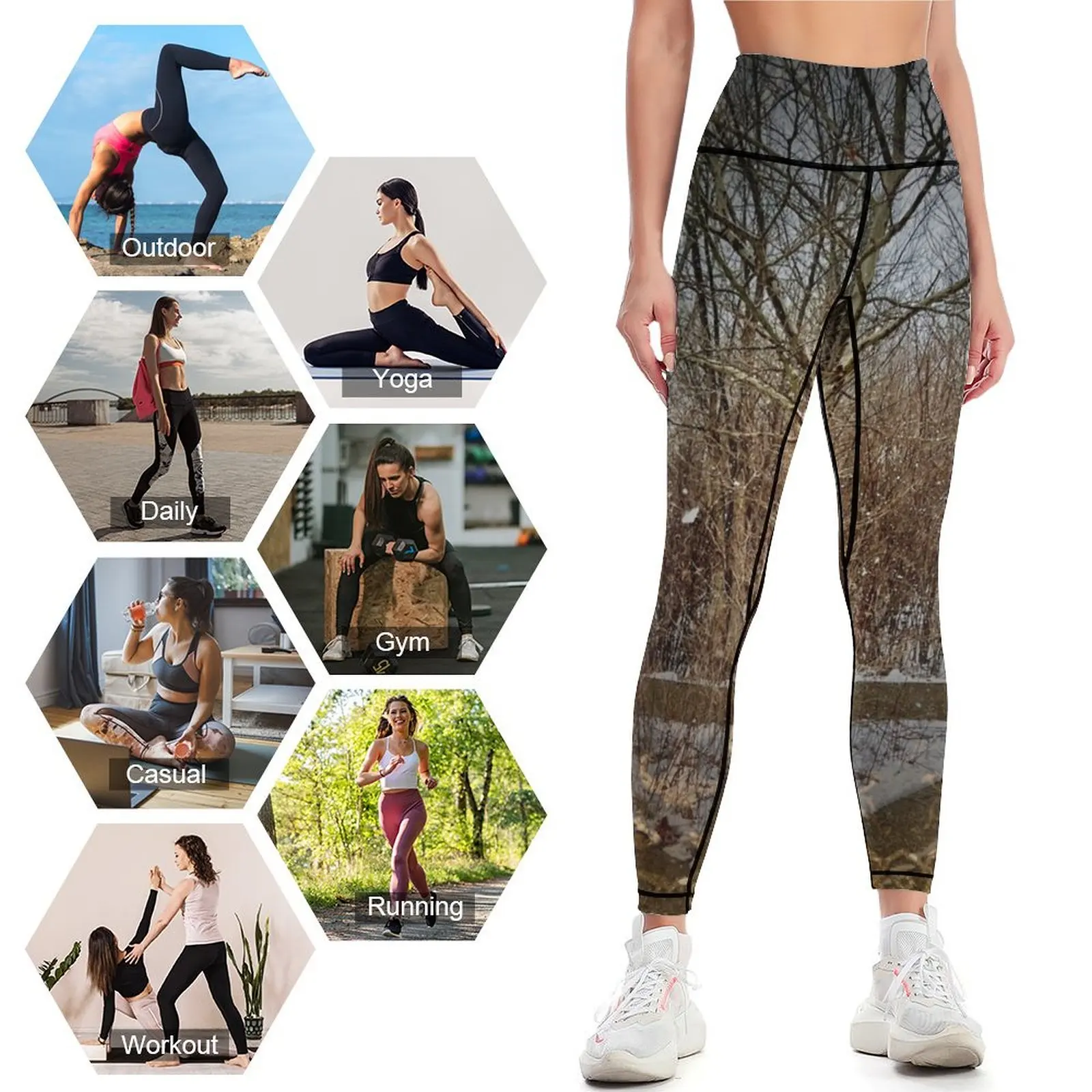 กางเกงเลกกิ้งลายพรางสไตล์วินเท - Yoga Fitness Park บทวิจารณ์และราคา